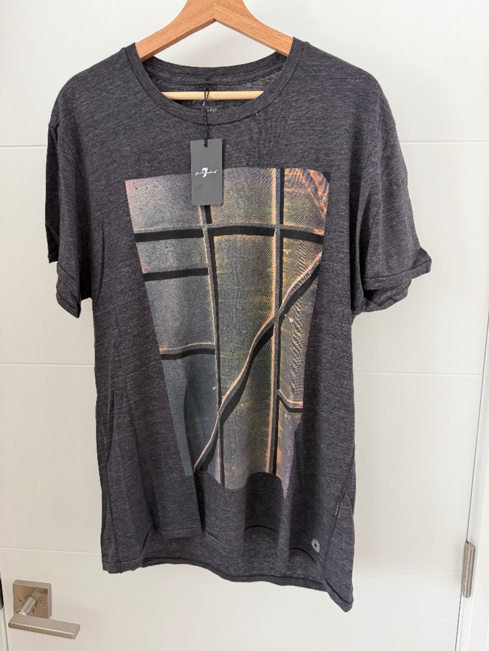 NWT 7 For All Mankind Mens Garage Tee Charcoal Graphic T-Shirt XL